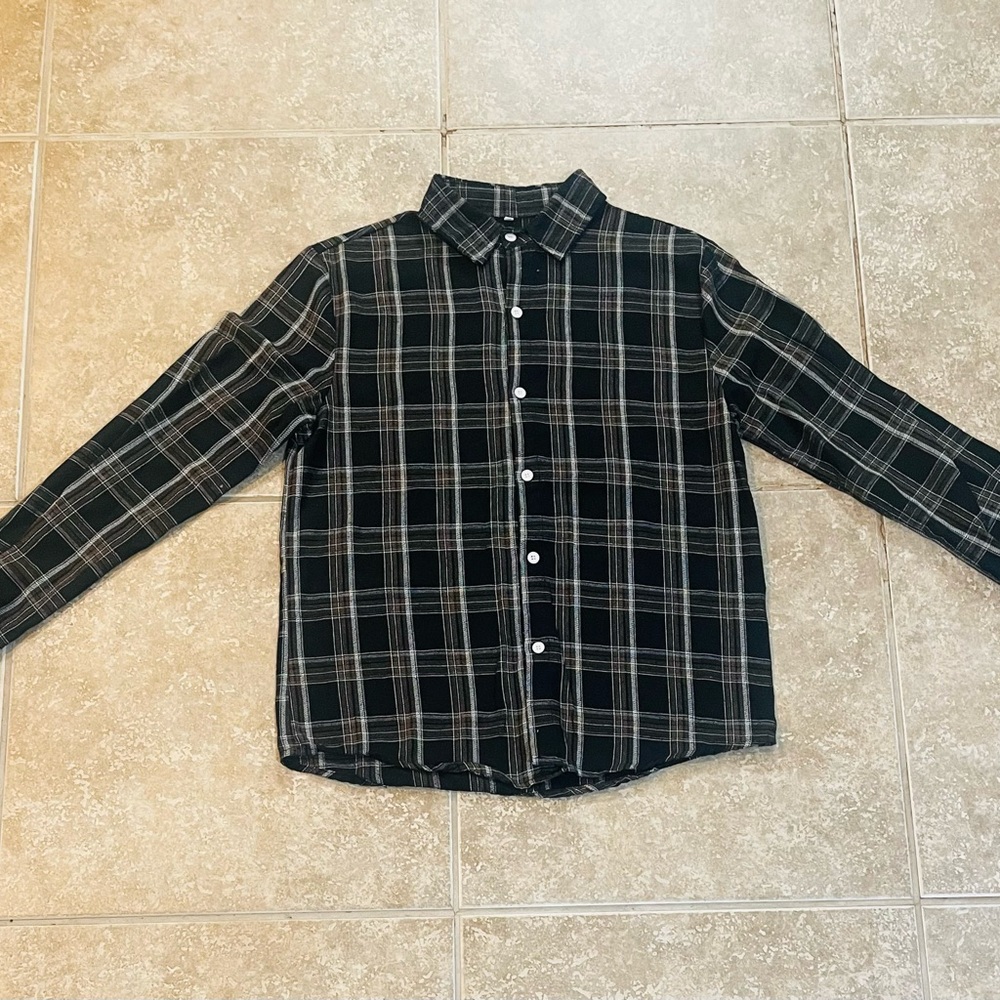 SHEIN-Unbranded Brown/Black Striped
Flannel Shirt